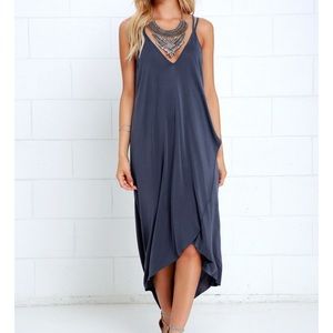 Lulus Mood and Melody Washed Blue High-Low Dress